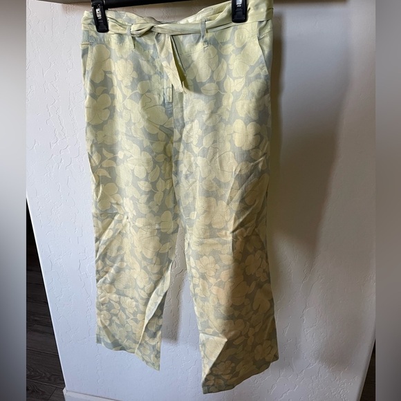 Sigrid Olsen|So be it, Tan Floral Linen Wide leg pants, lagenlook style••• - Picture 1 of 16